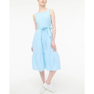 J Crew Factory NWT Belted Gauze Midi Dress in Glazed Sky size 8